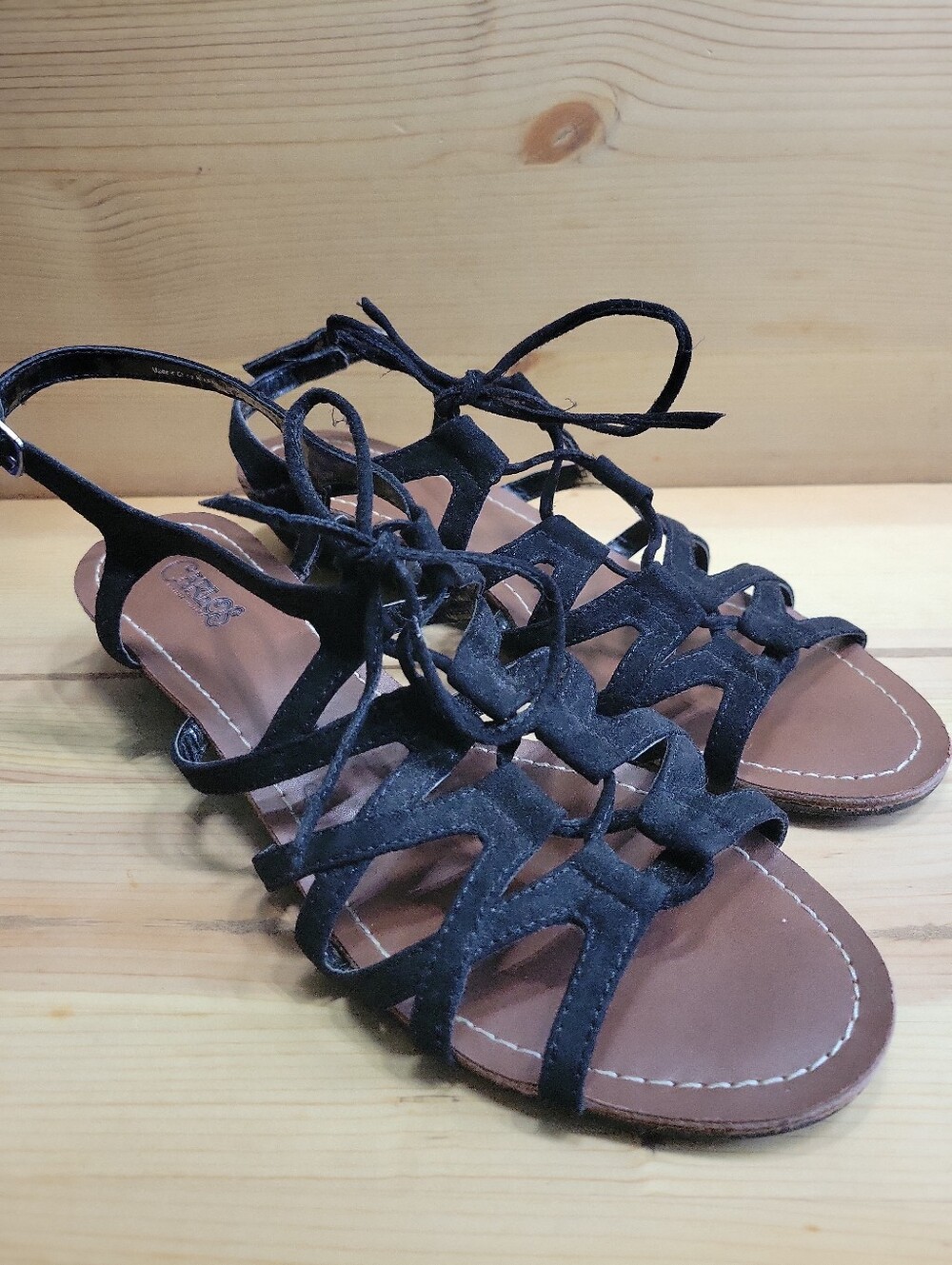 Carlos by Carlos Santana Kiara Black Gladiator Sandals Wedge Heel Size 9.5